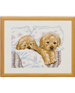 Permin 70-2328 Borduurpakket Puppy's 43x34cm - STUK