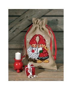 Permin 90-8287 Borduurpakket Kerstman tas 39x55 cm - STUK