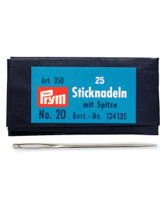 Prym 124135 Borduurnaalden met punt staal No.20 zilverkleurig 1,00 x 43 mm - Brief