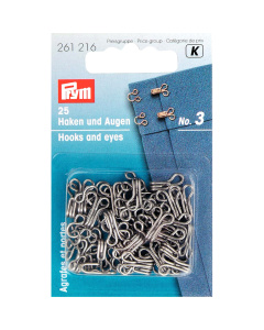 Prym 261216 Haken en ogen edelstaal 3 zilverkleurig - Kaart