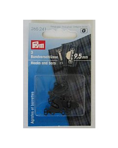 Prym 265241 Broek -en rokhaken met staafjes MS 9,5 mm zwart - Kaart
