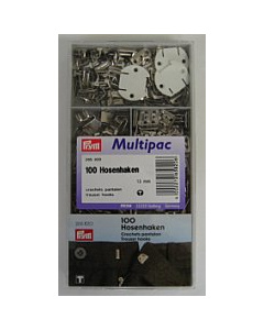 Prym 265820 Broekhaken en -staafjes m. afdekplaatje ST 13 mm zilverkleurig - Doos