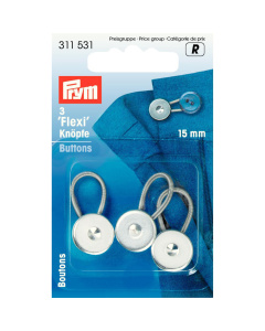 Prym 311531 Flexi-knopen met lus 15 mm zilverkleurig - Kaart