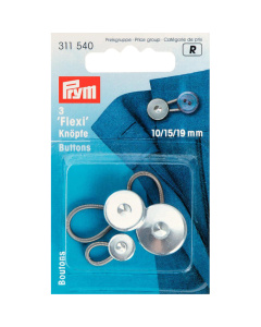 Prym 311540 Flexi-knopen met lus 10/15/19 mm zilverkleurig - Kaart