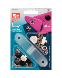Prym 390170 Naaivrije drukknopen JERSEY MS gladde kap gelakt 12 mm zwart - Kaart