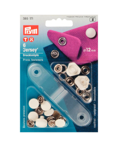 Prym 390171 Naaivrije drukknopen JERSEY MS gladde kap gelakt 12 mm wit - Kaart