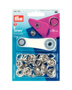 Prym 390195 Naaivrije drukknopen JERSEY MS tandring 18 mm zilverkleurig - Kaart