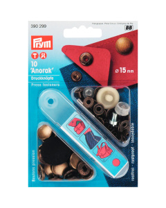 Prym 390299 Naaivrije drukknopen ANORAK MS 15 mm oudmessing - Kaart