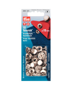 Prym 390321 Navullingen naaivrijedrukknopen zilverkleurig 15mm - Kaart