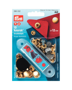 Prym 390332 Naaivrije drukknopen ANORAK MS 12 mm goudkleurig - Kaart
