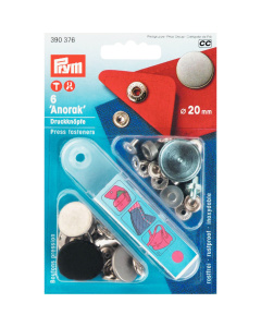 Prym 390376 Naaivrije drukknopen ANORAK MS Vlak 20 mm oudijzer mat - Kaart