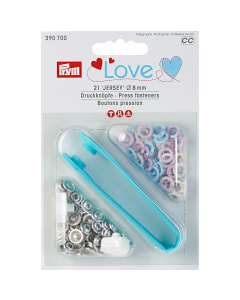 Prym 390700 Prym Love Drukknopen Jersey Color 8 mm roze/lichtblauw/parel - Kaart