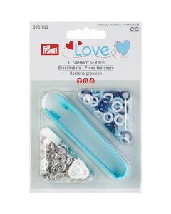 Prym 390702 Prym Love Drukknopen Jersey Color 8 mm lichtblauw/blauw/wit - Kaart