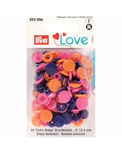Prym 393006 Prym Love Color drukknoop KST 12,4mm oranje/fuchsia/paars - Kaart