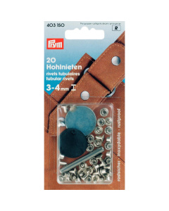 Prym 403150 Holle nieten voor materiaaldikte 3 - 4 mm MS zilverkleurig - Kaart