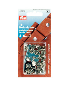 Prym 403151 Holle nieten voor materiaaldikte 4 - 6 mm MS zilverkleurig - Kaart