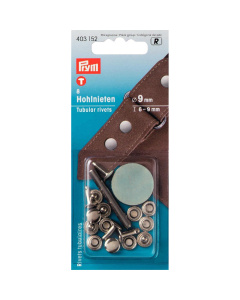 Prym 403152 Holle nieten voor materiaaldikte 6 - 9 mm MS zilverkleurig - Kaart