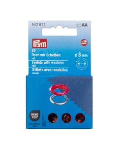 Prym 542522 Ringen met schijven 8 mm rood - Kaart