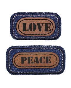 Prym 921496 Applicatie Jeans opstrijkbaar Love blauw/bruin - Kaart