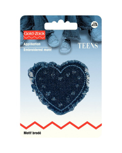 Prym 925611 Applicatie Jeans hart mit bloemen en franjes - Kaart