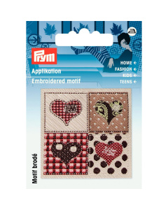 Prym 926049 Applicatie Exclusief handmade label harten bruin/beige - Kaart