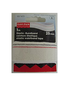 Prym 957601 Y-Elasticband met dubbele boord 25 mm wit - Kaart