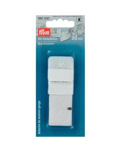 Prym 992030 BH-sluiting met huidbescherming 2 sluitstanden 30 mm wit - Kaart