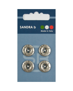 Sandra Ab 007.CARD197 Metalen knopen 4 gaats 15 mm - Kaart